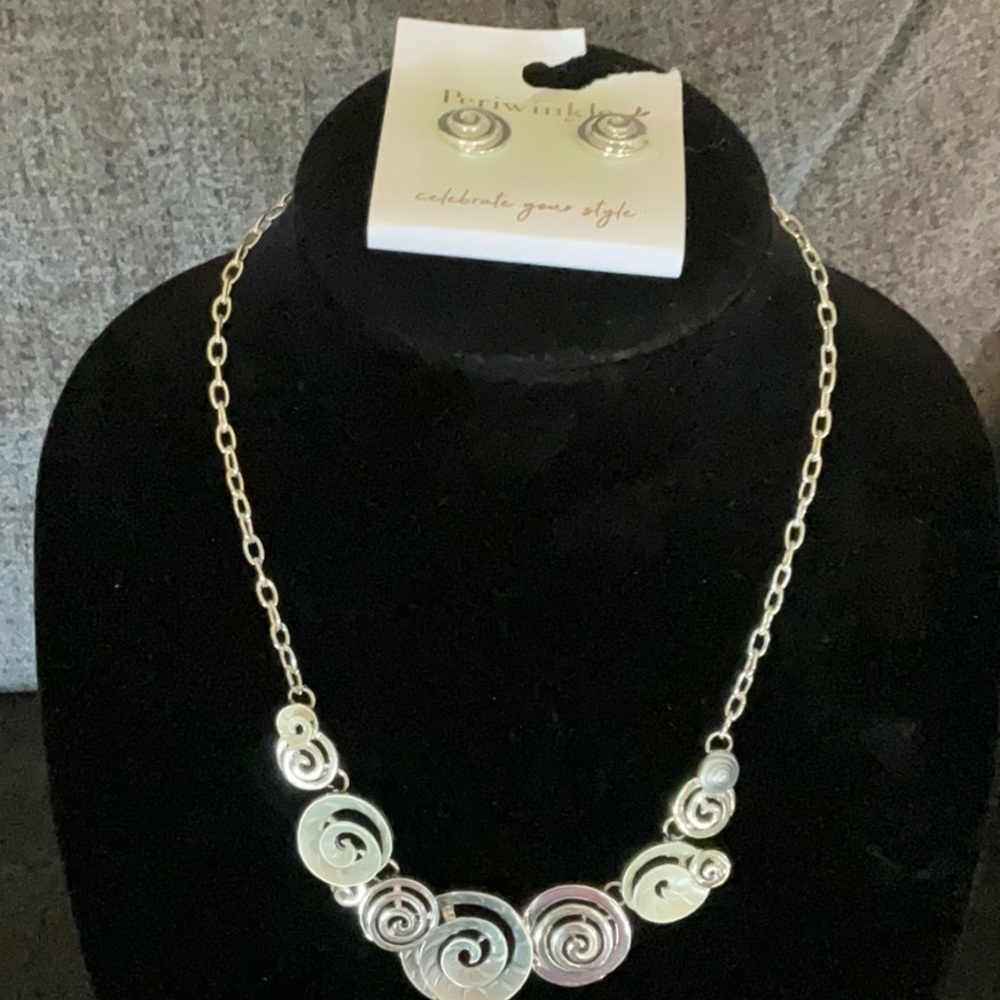 NWT Bohemian Silver Swirl Vacation Party Necklace and matching earrings